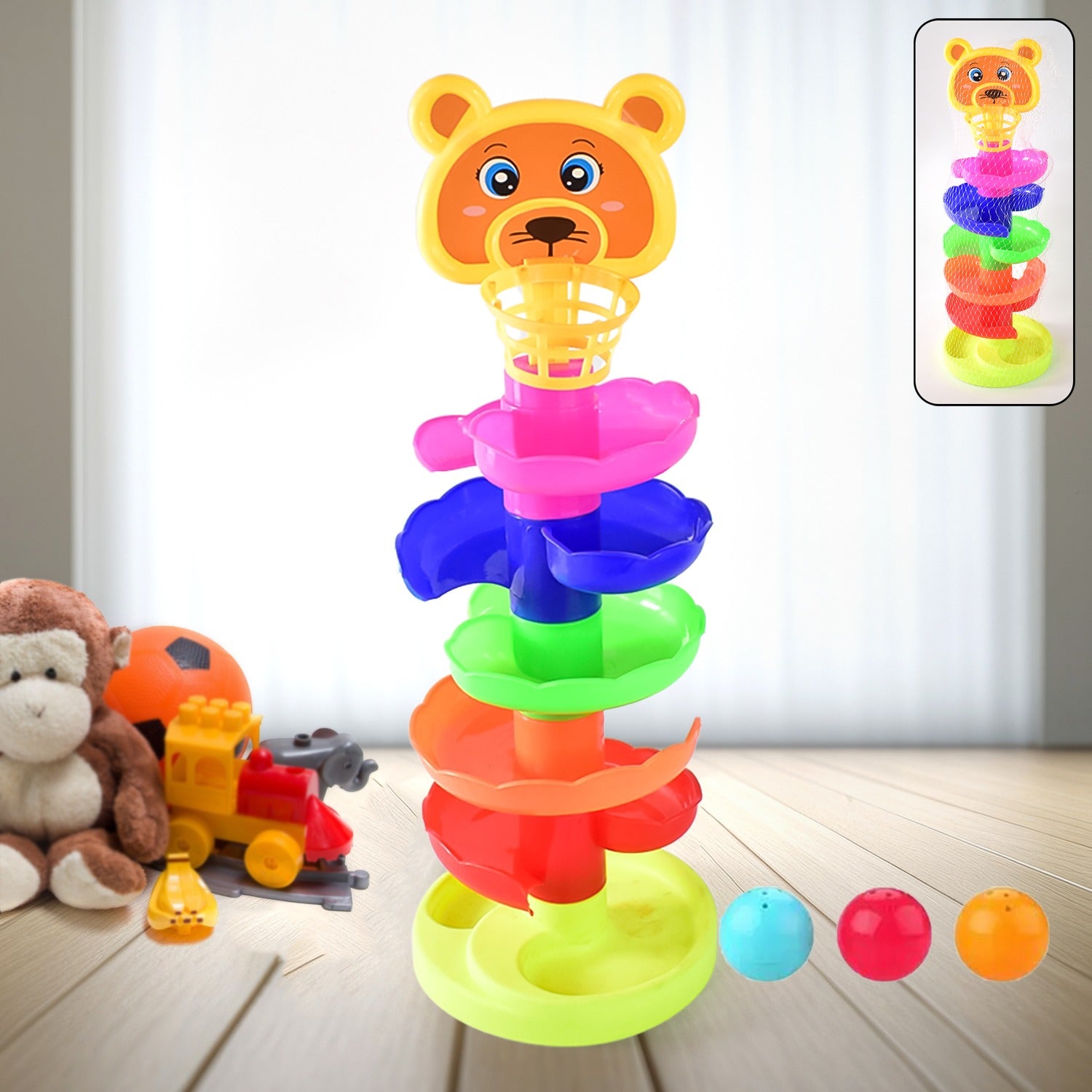 5 Layer Ball Drop And Roll Swirling Tower Educational Toy (1 Pc) 5 Layer Ball Drop And Roll Swirling Tower Educational Toy (1 Pc)
